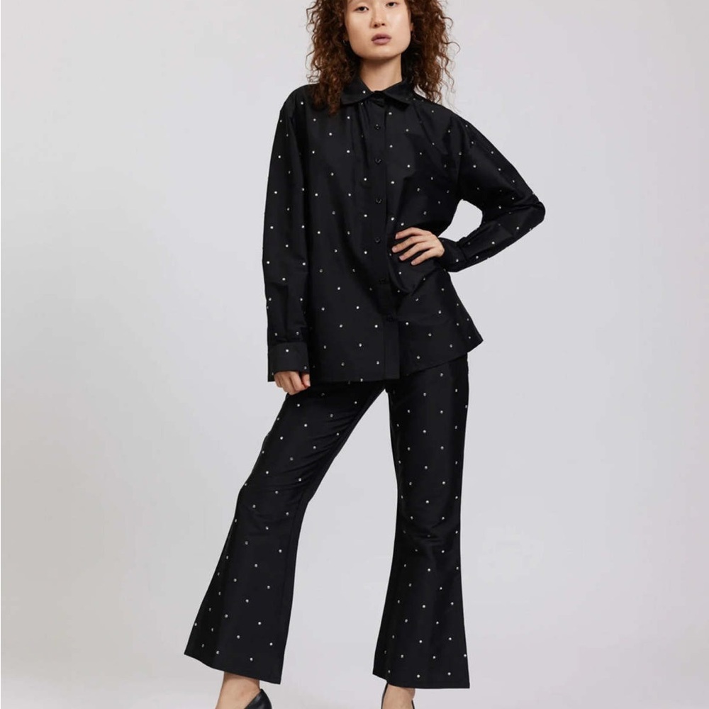 BATSHEVA Oversized Button-Up Shirt w/ Rhinestones – Size 12 - Picture 2 of 5